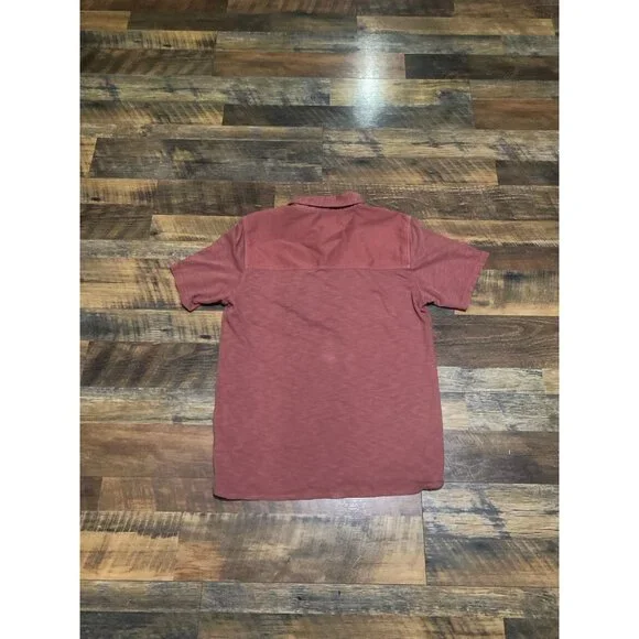 Frye Mens Red Clay Short Sleeve Faded Button Front Collared Polo Shirt - Picture 3 of 3